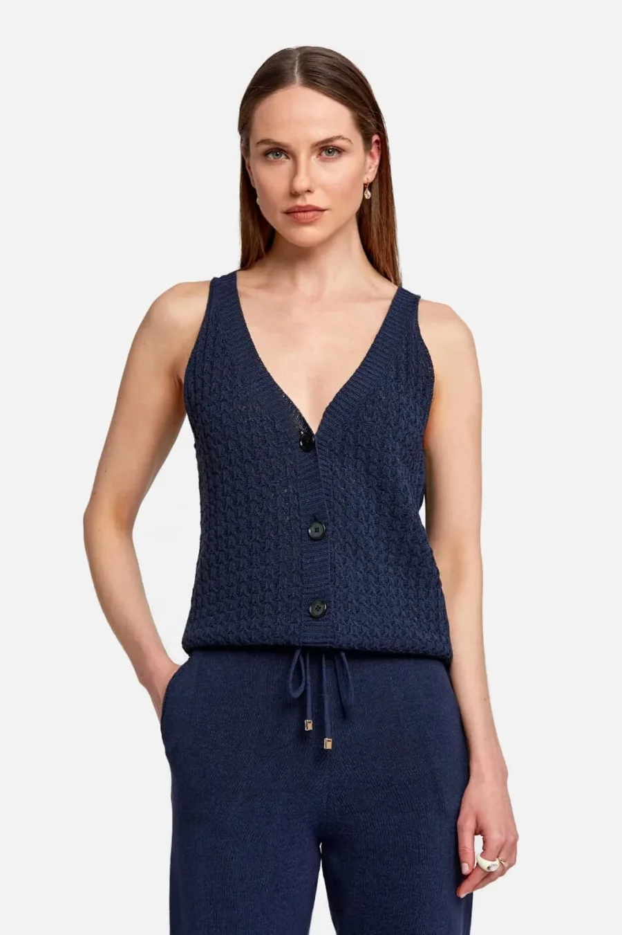 Braid Detailed Sleeveless Flow Top